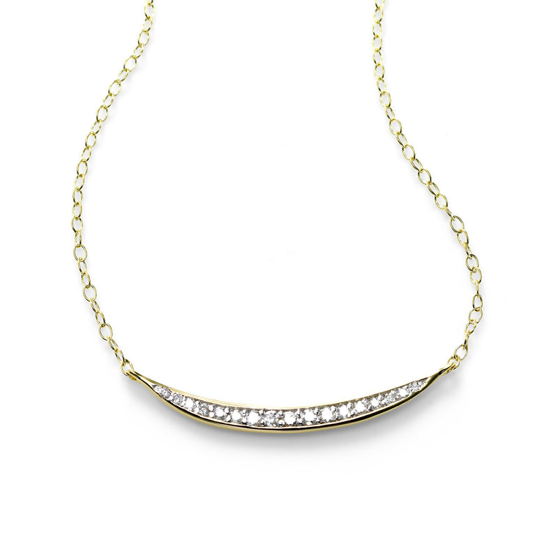 Curved Diamond Plaque Necklace, 14K Yellow Gold