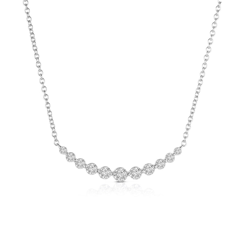 Diamond Arc Necklace, 14K White Gold