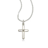 Mother of Pearl Cross with Diamond Accent, Sterling Silver