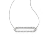 Double Diamond Bar Necklace, 14K White Gold