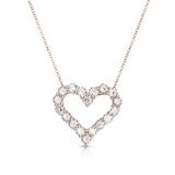 Open Heart Diamond Necklace, .25 Carat, 14K Rose Gold