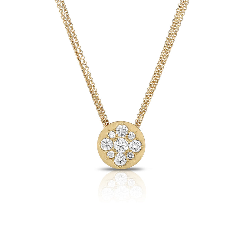 Matte Finish Diamond Design Necklace, 14K Yellow Gold