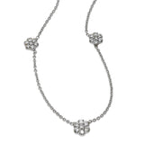 Flower Cluster Diamond Station Necklace, 14K White Gold