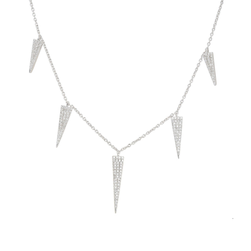 Pavé Diamond Triangle Element Necklace, 14K White Gold