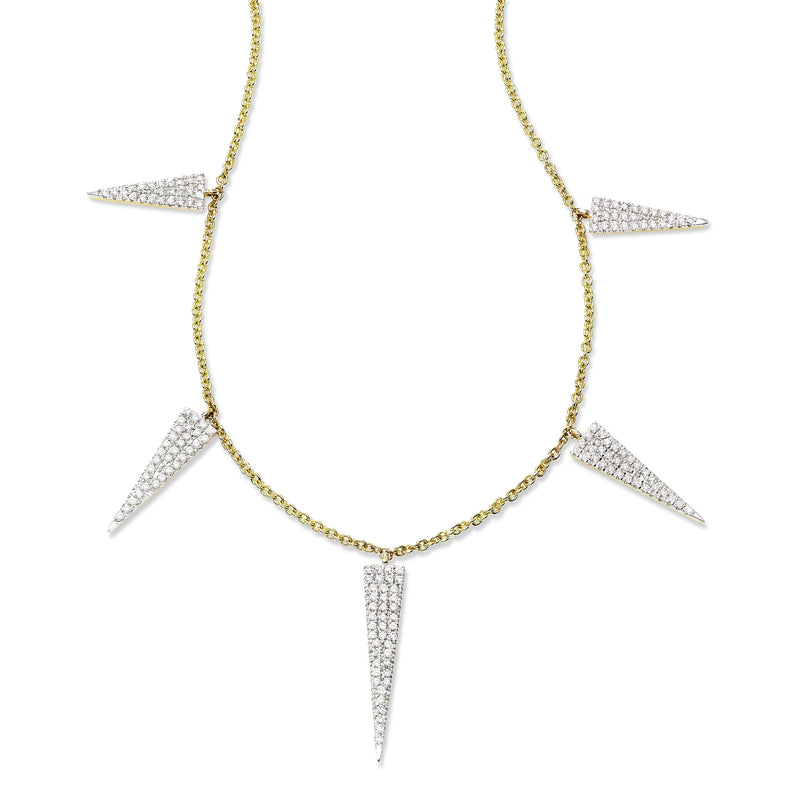 Pavé Diamond Triangle Element Necklace, 14K Yellow Gold