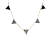 Black Agate and Diamond Triangle Element Necklace, 14K Yellow Gold