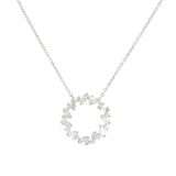 Baguette Diamond Open Circle Necklace, 14K White Gold