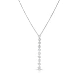 Round Floating Diamond Drop Necklace, 14K White Gold
