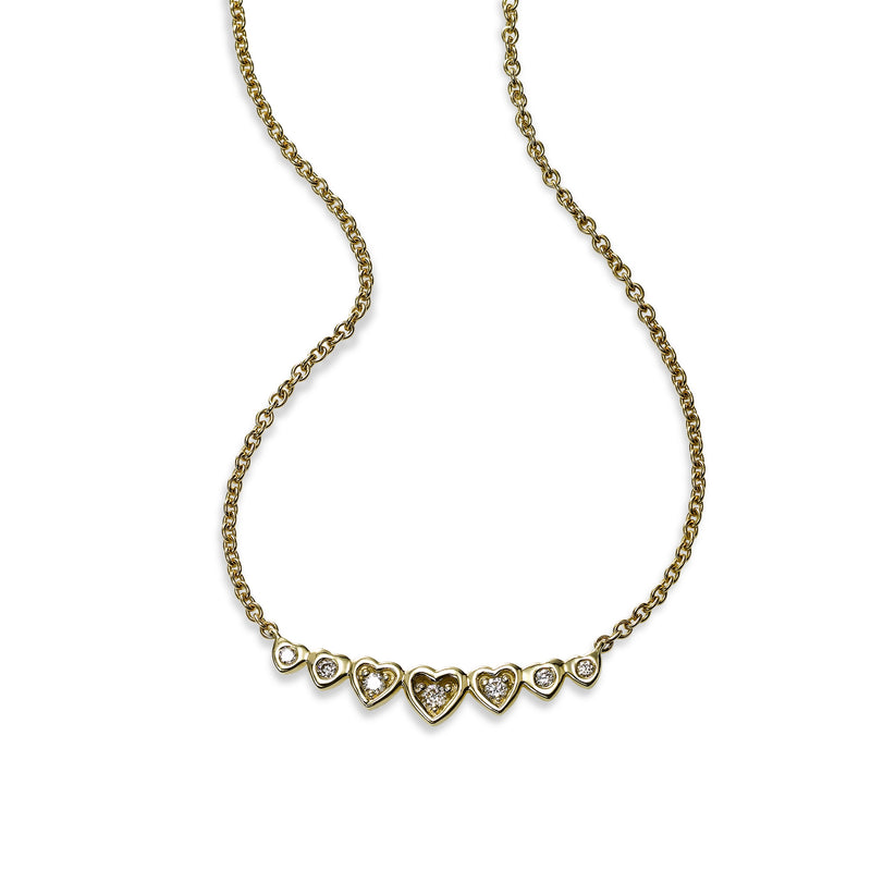 Heart Bar Necklace with Diamond Accent, 14K Yellow Gold