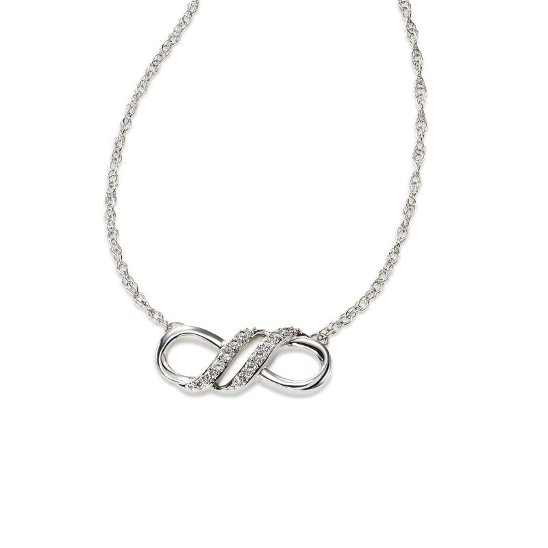 Diamond Infinity Symbol Necklace, 14K White Gold