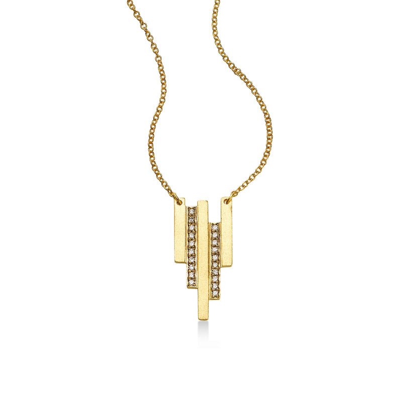 Deco Design Diamond Necklace, 14K Yellow Gold