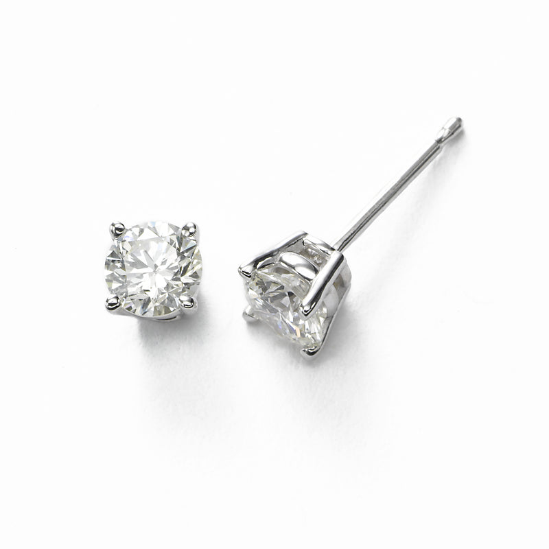Diamond Stud Earrings, 2 Carats, J/K-VS2/SI1, 14K White Gold