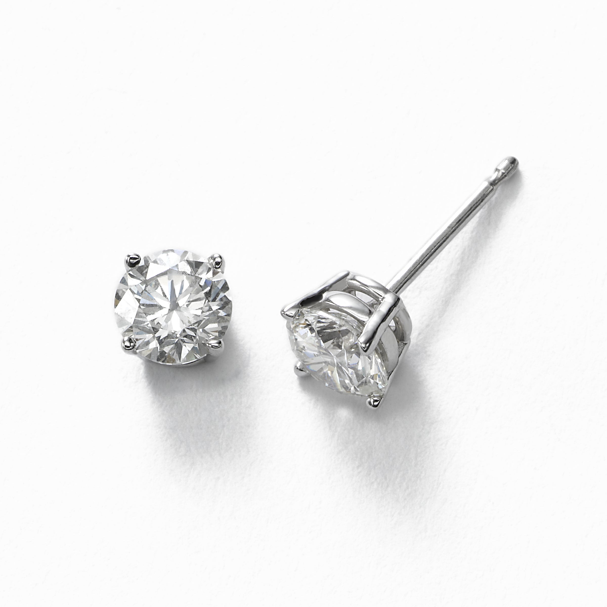 Diamond Stud Earrings, 1.33 Carats total, H/I-SI1/SI2, 14K White Gold
