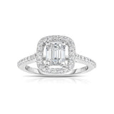 Emerald Cut Diamond Floating Ring, 18K White Gold