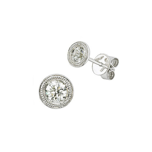 Bezel Set Diamond Stud Earrings, .33 Carat, 14K White Gold