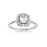 Asscher Cut Diamond Engagement Ring, .75 Carat Center, 18K White Gold