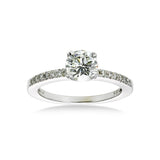 Round Diamond Engagement Ring, .79 Carat Center, 14K White Gold