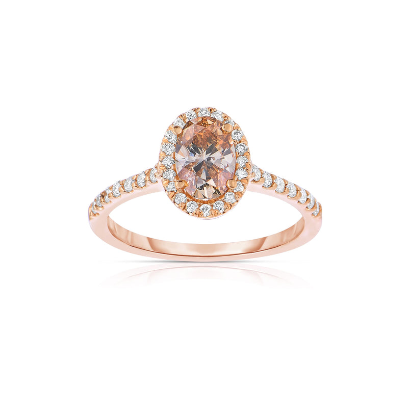 Fancy Brown Diamond Halo Engagement Ring, 14K Rose Gold