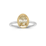 Oval Fancy Yellow Diamond Ring, 14K White Gold