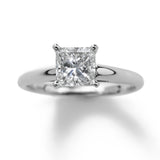 Classic Princess Cut Engagement Ring, 1.25 Carat, 14K White Gold