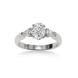 Oval Shaped Diamond Engagement Ring, 14K White Gold