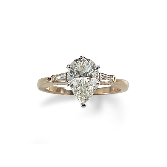 Pear Shaped Diamond Engagement Ring, 14 Karat Gold