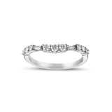 Baguette and Round Diamond Curved Band, 14K White Gold