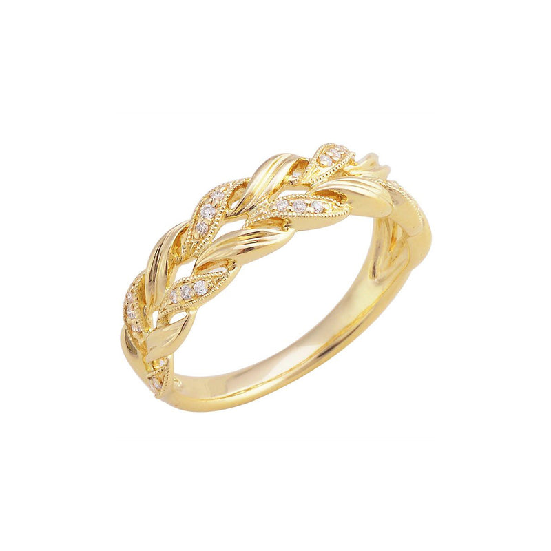 Open Braided Diamond Ring, 14K Yellow Gold