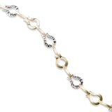 Two Tone Fancy Link Bracelet, 14 Karat Gold