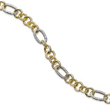 Two Tone Euro Link Bracelet, 14 Karat Gold, 7.25 inches
