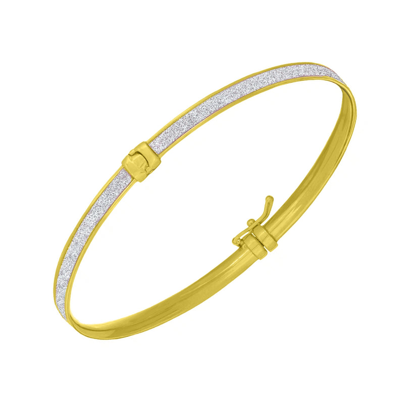 Hinged Glitter Bangle Bracelet, 14K Yellow Gold