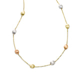 Tri-Color Textured Pebble Necklace, 14 Karat Gold
