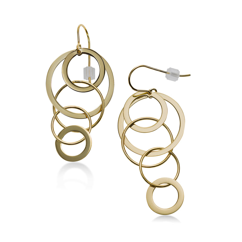 Cascading Circle Earrings, 14K Yellow Gold