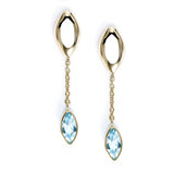 Blue Topaz Dangle Earrings, 14K Yellow Gold