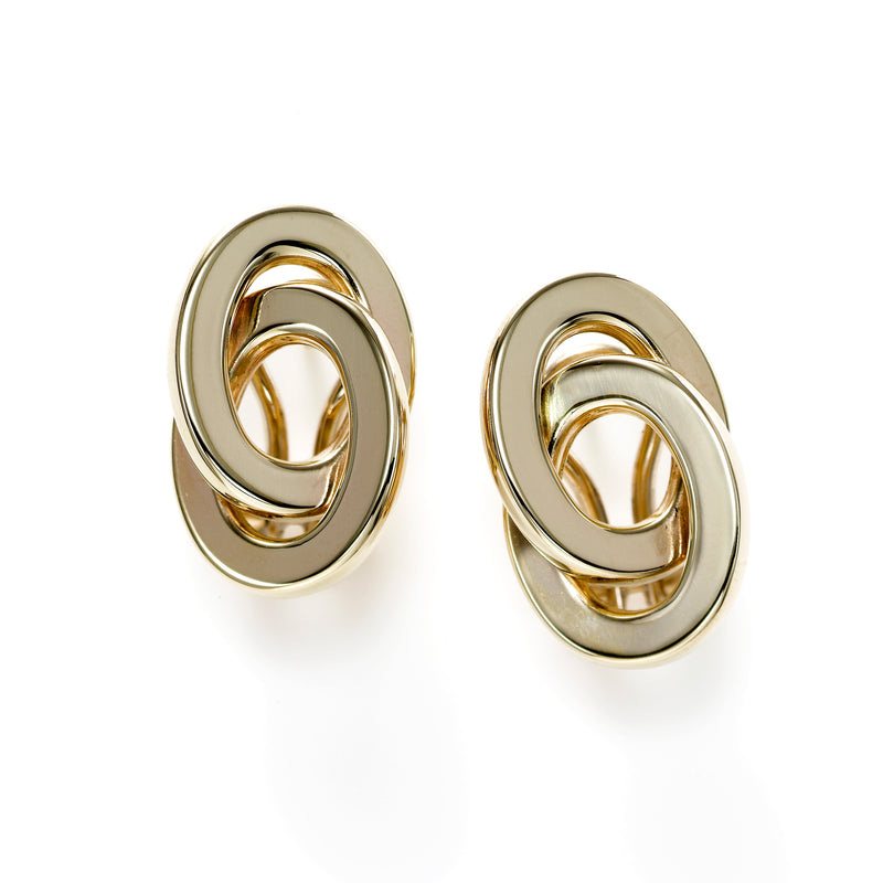 Interlocking Ovals Earrings, 14K Yellow Gold