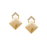 Satin Finish Diamond Chevron Drop Earrings, 18K Yellow Gold