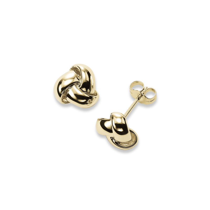 Shiny Knot Stud Earrings, 14K Yellow Gold