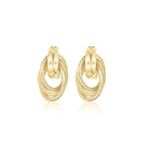 Textured Interlocking Ovals Drop Earrings, 14K Yellow Gold