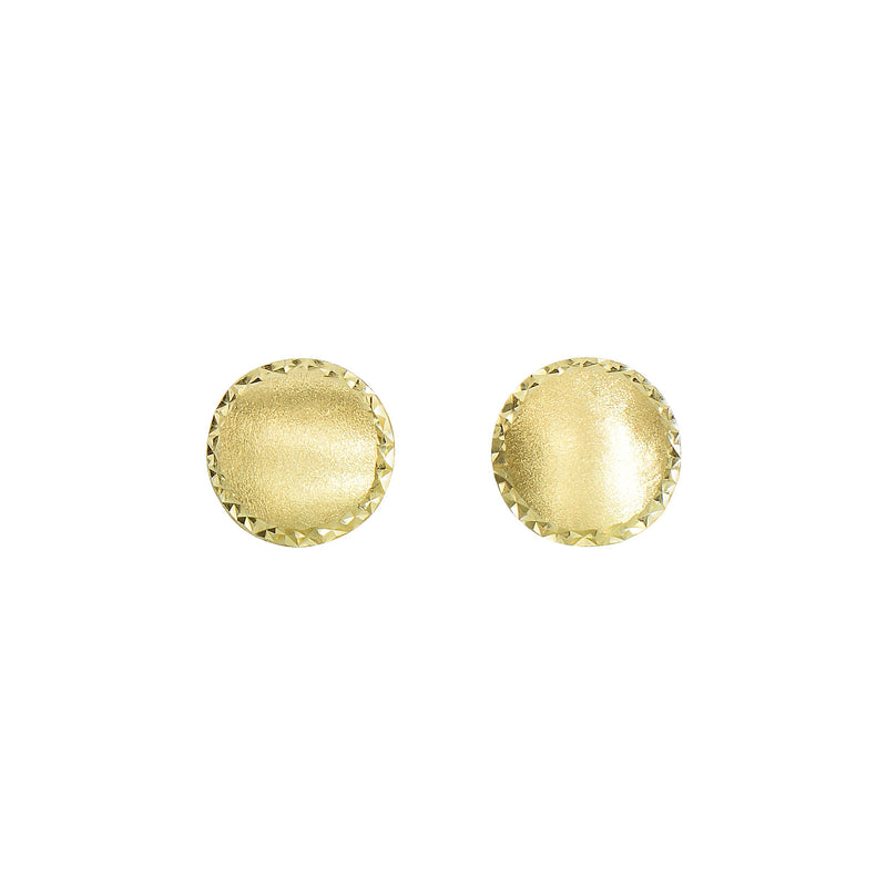 Framed Satin Button Earrings, 14K Yellow Gold