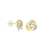 Polished Two Tone Knot Earrings, 14 Karat Gold