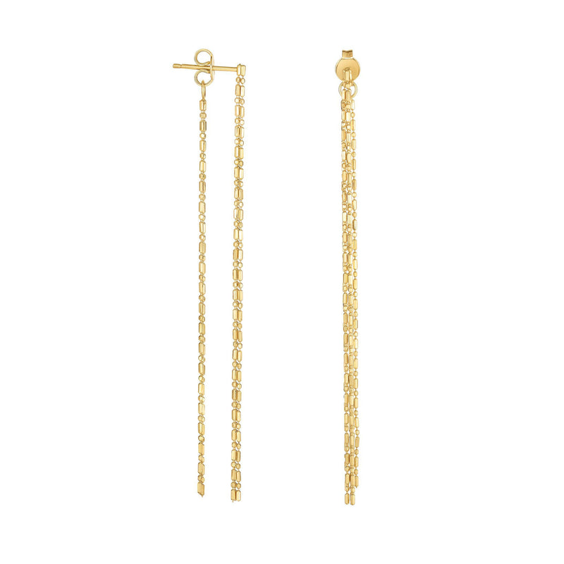 Front and Back Chain Drop Earrings, 14K Yellow Gold