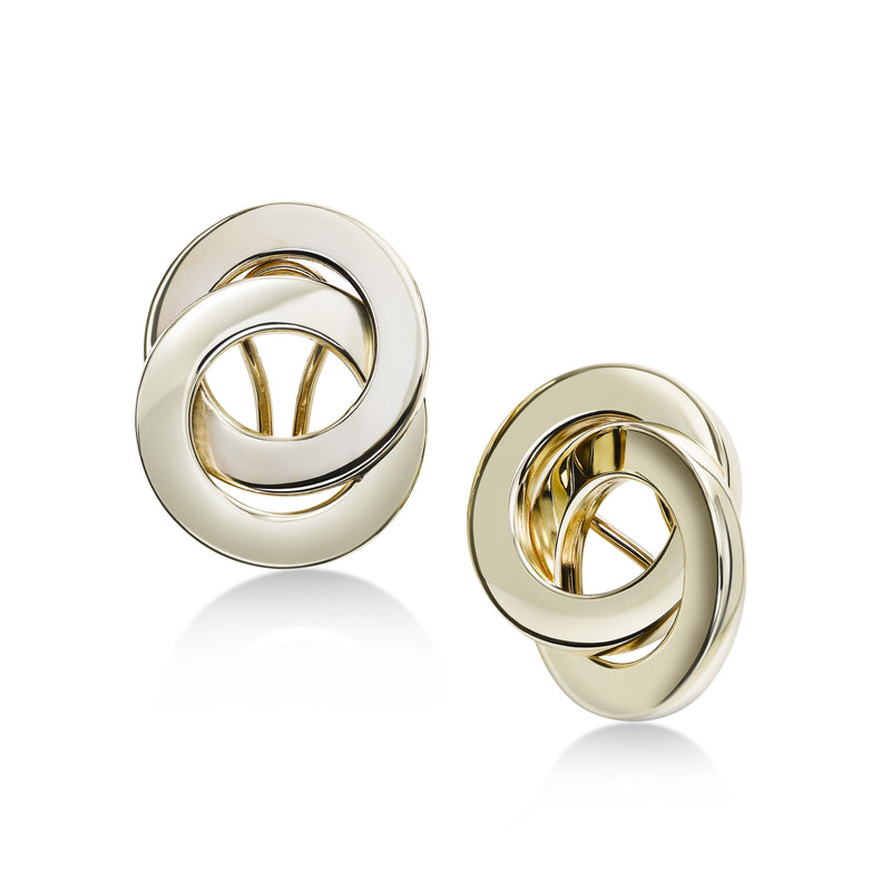 Large Interlocking Circles Earrings, 14K Yellow Gold