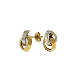Two Tone Interlocking Loops Earrings, 18 Karat Gold