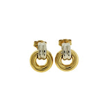 Two Tone Door Knocker Earrings, 18 Karat Gold