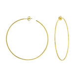 Large Open Hoop Earrings, 2.40 Inches, 14K Yellow Gold