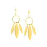 Three Leaf Dangle Earrings, 14K Yellow Gold