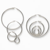 Lightweight White Gold Hoops, .50-2.25 inches, 14K White Gold