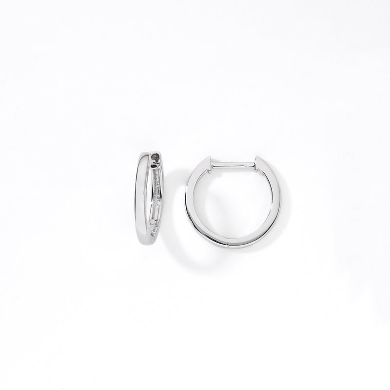 Huggie Hoop Earrings, .50 Inch Diameter, 14K White Gold