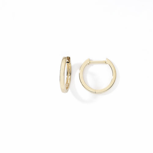 Huggie Hoop Earrings, .50 Inch Diameter, 14K Yellow Gold