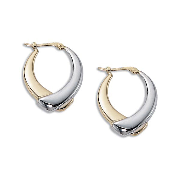 Two-Tone Overlapping Hoop Earrings, 14K Gold